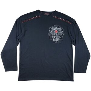 Red Ape Y2K Shirt Mens XXL Black Thermal Pullover Embroidered Streetwear Skater‎